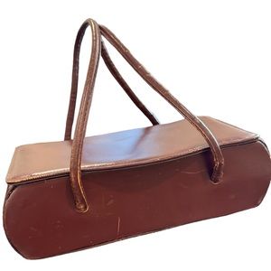 Saks Fifth Avenue vintage Unique dark brown  box bag w/ silk coin purse